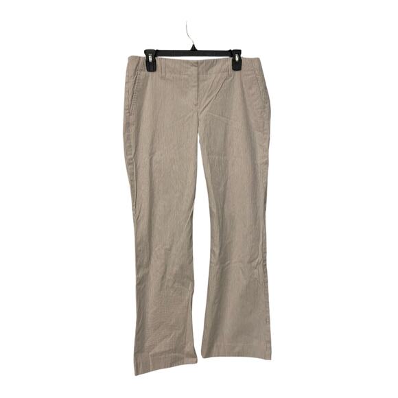 Theory Tan Cream Cotton Pinstripe Striped Bootcut Pants Style 60104224 Size 12 - Picture 1 of 7